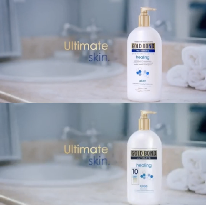 Expected frame differences for Ultimate Skin lotion advertisement.